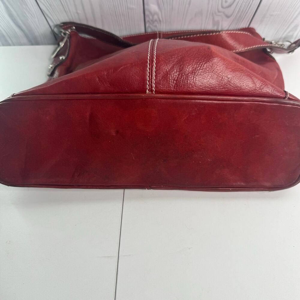 Vintage Marco Firenze Red Italian Leather Designer Shoulder Bucket Bag READ - Picture 9 of 13